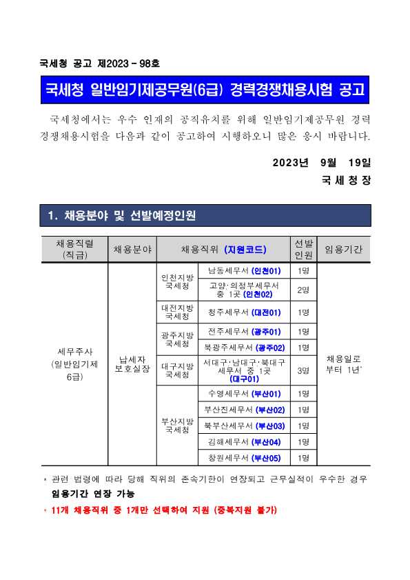 1. 국세청 일반임기제공무원(6급) 채용 공고문_1.png